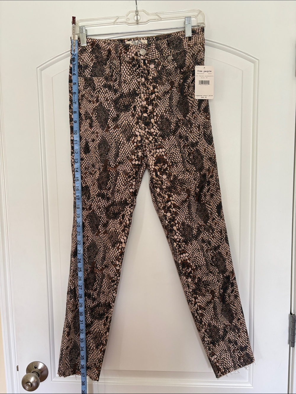 Free People Neutral Snake Print Leggings in Beige and Black